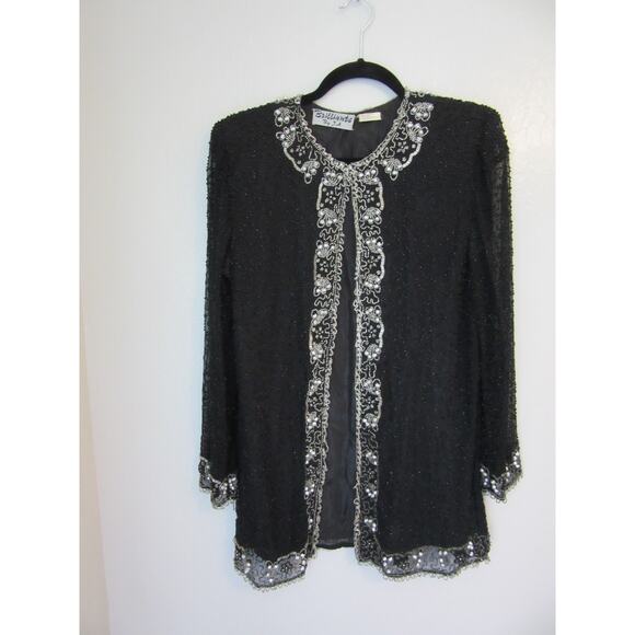 Brilliante by J.A. Black & Silver Beaded Evening Long Sleeve M Formal Jacket - Picture 1 of 5